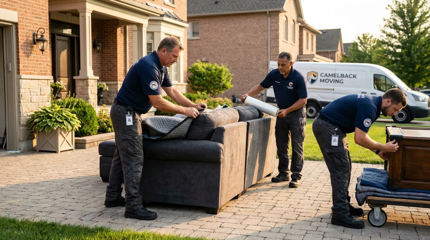 Large estate moving crew wrapping furniture in Atlanta, GA