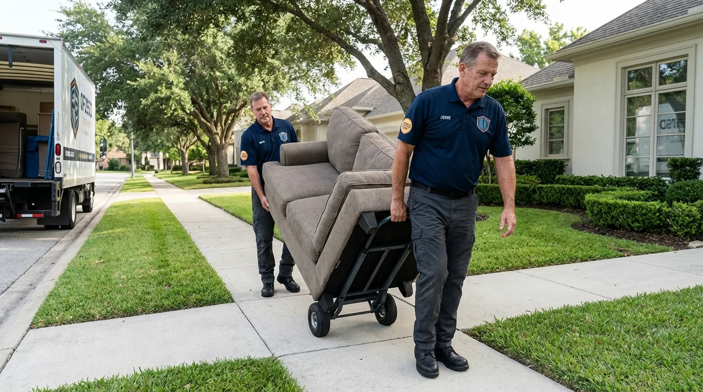 Local residential moving crew loading furniture in Atlanta, GA
