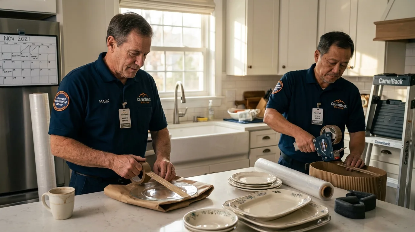 Professional crew packing kitchen dishware in Atlanta, GA